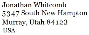Street address of Whitcomb in the USA